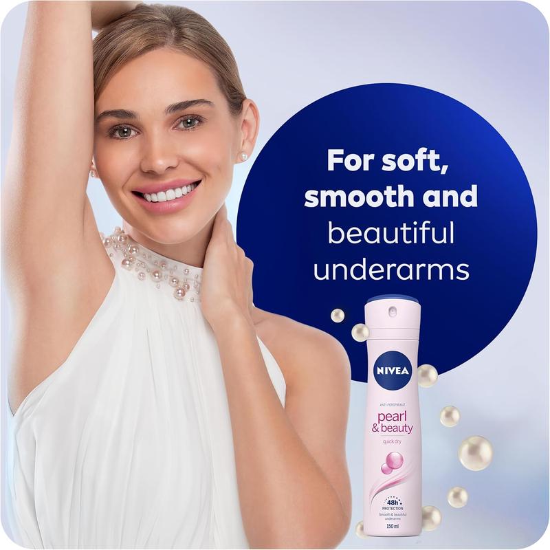 NIVEA Pearl & Beauty Anti-Perspirant Deodorant Spray (150ml), Women's Deodorant with 48H Sweat and Odour Protection, Anti-Perspirant Spray for Women with Pearl Extracts Body Care Aluminium 1