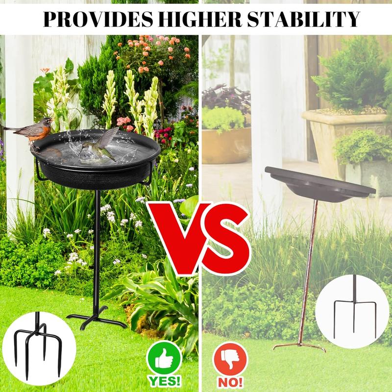 28In Freestanding Birdbaths Bowl Outdoor, Free Standing Garden Bird Bath Bird Feeder Bowl with Metal  , 4