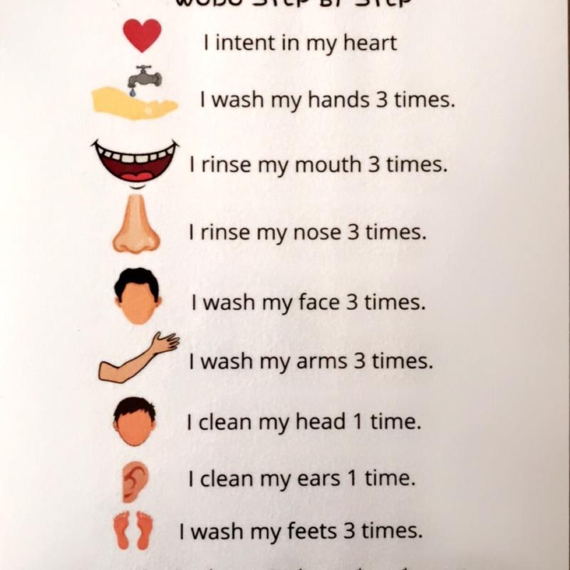Wudu chart step by step instructions for kids colourful laminated sheet 2