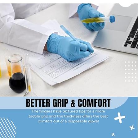 Professional Nitrile Powder Free Multi-Purpose Gloves, Disposable, Extra Strong - Box of 100 - Blue - Medium Cleaning 5