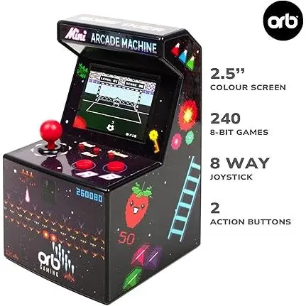Orb Mini Retro Handheld Games Console & Arcade Bundle - 1 x 150 In-Built Games Console & 1 x 240 In-Built Games Arcade, Full Colour LCD Screen - Thumbs Up! Compact Protection 3