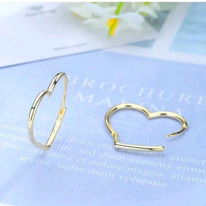 Heart Dangle Drop Earrings in Silver, Love Heart Huggie Hoop Earring with Heart Charm Pendant, Jewellery Gift 3