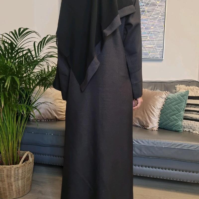 Premium Linen Pocket Abaya with Scarf - Black, Beige, Green, Camel and Grey, Olive abayas 4