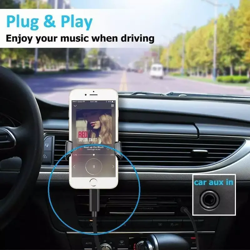 3.5mm AUX Jack Audio Cable Cord for Car – Compatible with iPhone 14 13 12 11 XR XS 8 7 Pro Max 2