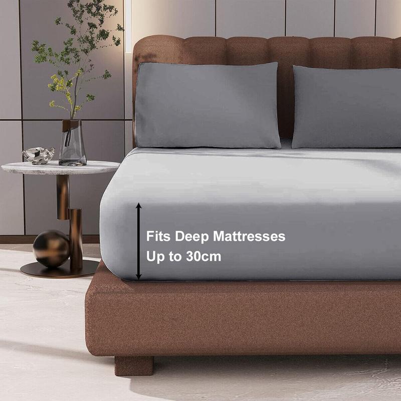 100% Microfiber Flat Bed Sheet 30cm Extra Deep Flat Bed Sheet Silky Soft Comfy & Breathable Luxury For All UK Size Thick Mattress Available in 4 Different Color flat sheets bed sheets 4