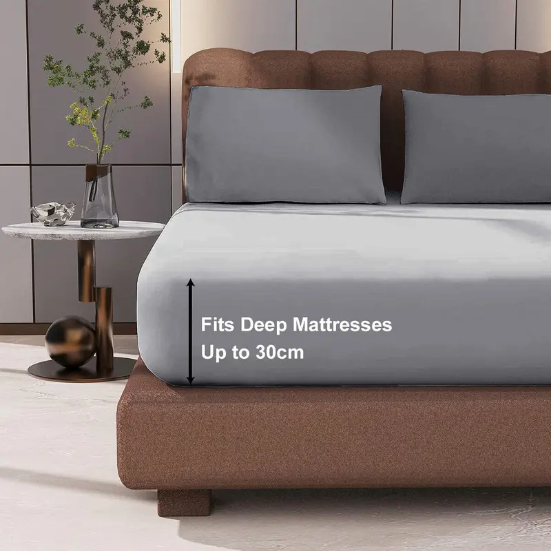 100% Microfiber Flat Bed Sheet 30cm Extra Deep Flat Bed Sheet Silky Soft Comfy & Breathable Luxury For All UK Size Thick Mattress Available in 4 Different Color flat sheets bed sheets 3