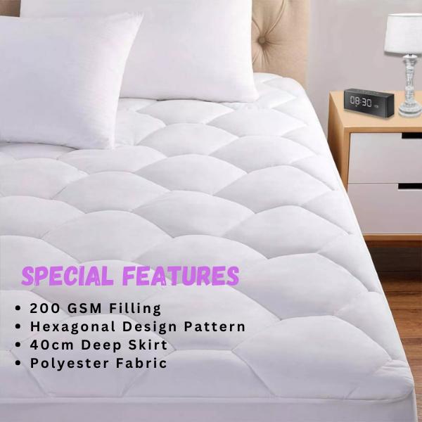 Quilted Mattress Protector 40cm Extra Deep Fitted Mattress Cover, 200 GSM Triple Filled Mattress Protector with Elastic Skirt, Breathable and Noiseless Bed Cover, Machine Washable (White) Soft luxury bedding  set bed  accessories cute  bedding  sets 6