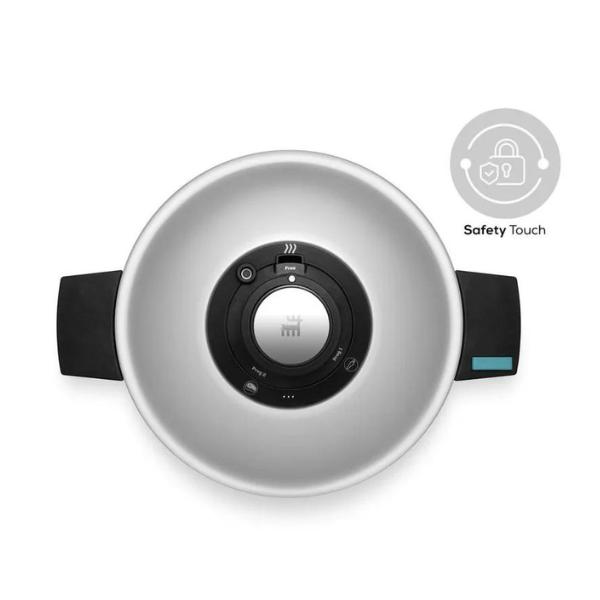 Karaca Quick and Safe Stainless Steel Induction Pressure Cooker Set, 2 Piece, 4L+6L, Black Silver Cookware Lid 2