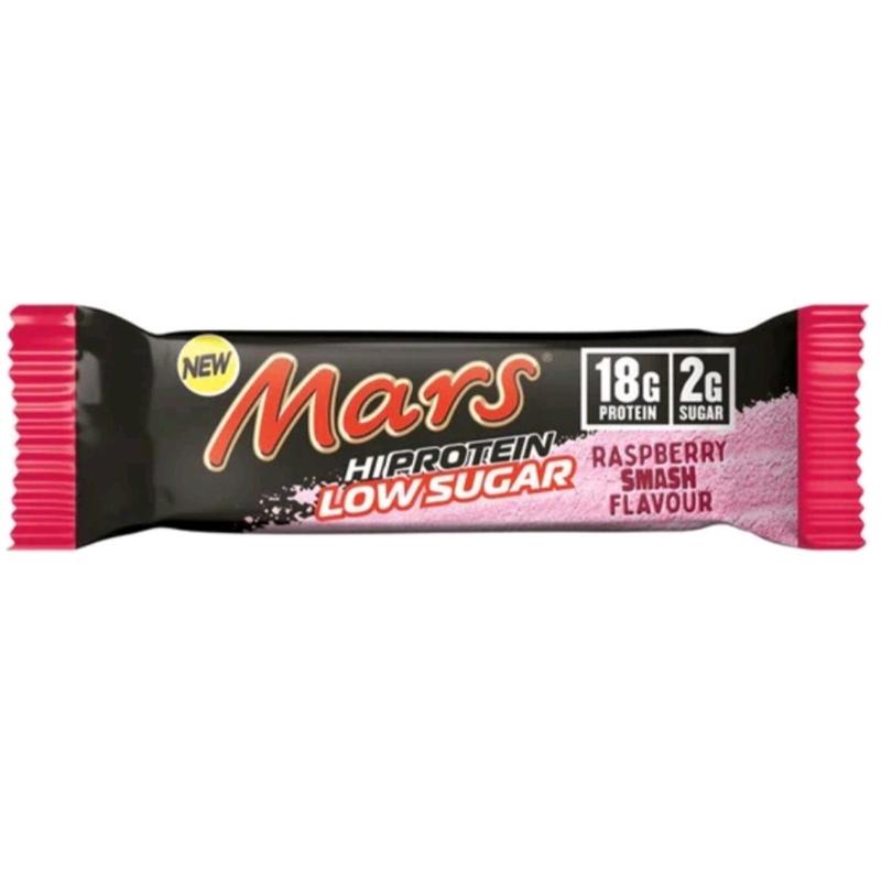 Mars Raspberry Smash Hi Protein Low Sugar - 12 x 55g Bars - Chocolate Caramel Snack Candy - High Protein 1