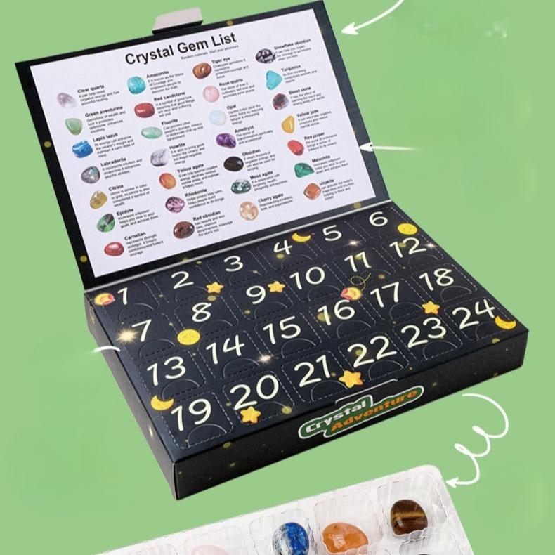 Crystal Adventure Gift Box for children Natural Science, Best Christmas Gift for Children, Crystal Collection Crystal Kit, Popular Tumbled Crystals Crystal Starter Set for boy/girl, Natural crystal rough stone children's gemstone mineral box birthday gift 7