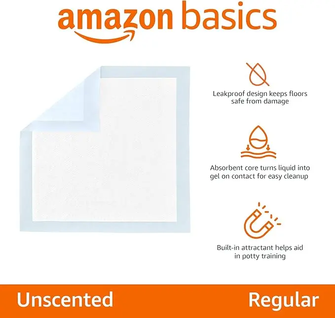 Dog and Puppy Training Pads, Leakproof, 5-Layer Design with Quick-Dry Surface, Regular, Pack of 50, Blue 1