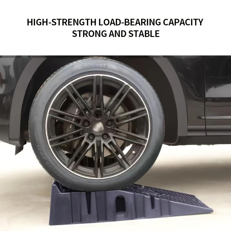 Product Introduction of Pair Of Heavy Duty 2.5 Ton Plastic Car Ramps Vehicle Lifting Ramps Portable Car Van Lift Lifter Car Repair Low Slope With Front Stopper For Car Maintenance, Non-Slip Traction Surface, 5 Ton Capacity In Total 8