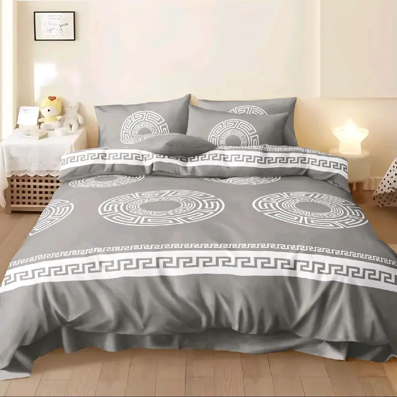 Classic 4-Piece Greek Complete Bedding Set - Duvet Cover, Fitted Sheet & Pillowcases 5