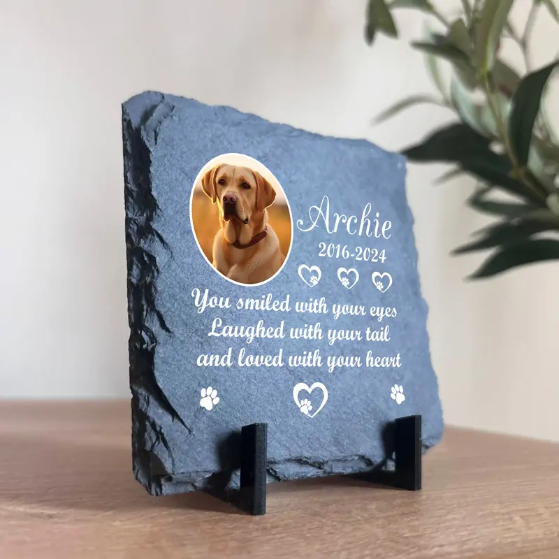 Personalised Pet Memorial Plaque with Photo and Text Slate 6
