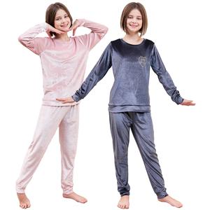 Girls Velour Pyjama Set Cosy Long Sleeve Top & Bottom Pants Sleepwear Pjs Loungewear & Nightwear for Kids Supersoft Comfortable Top & Trousers 4-13 children’s pyjama Love Heart