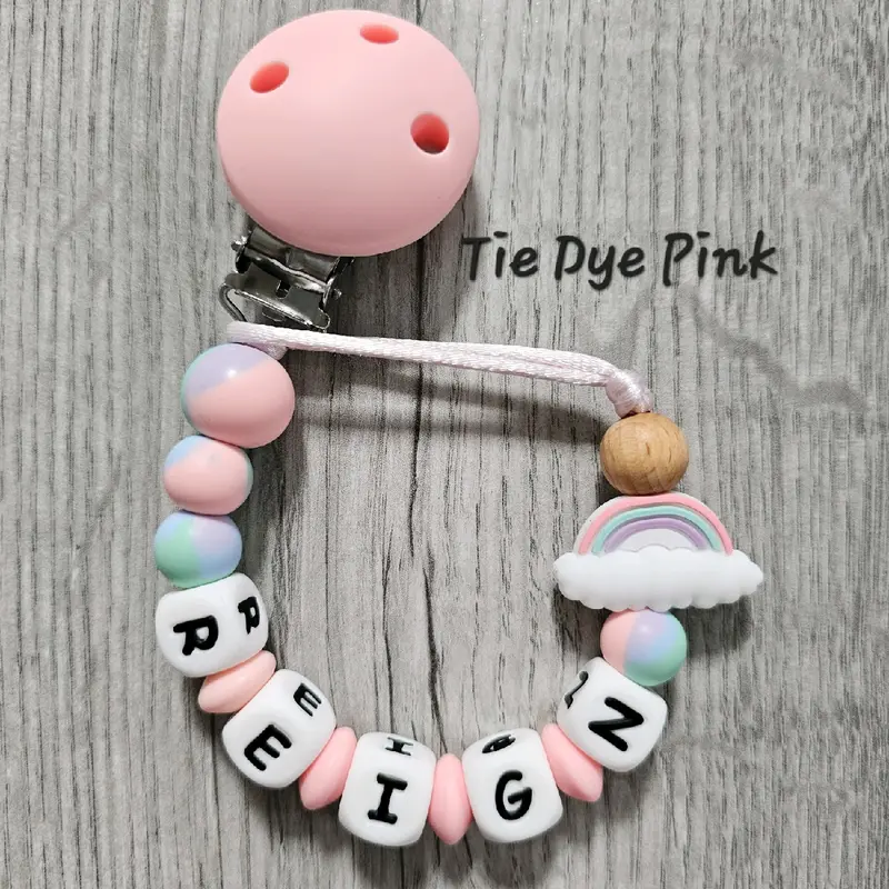 Personalised Rainbow Dummy Clip for Baby Girl 4