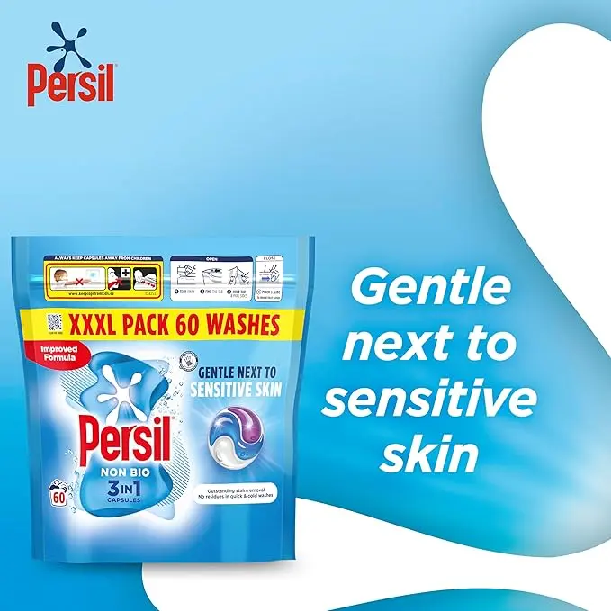 Persil Non Bio 3 in 1 Washing Capsules laundry capsules gentle next to sensitive skin for outstanding stain removal in quick & cold washes 60 washes 2