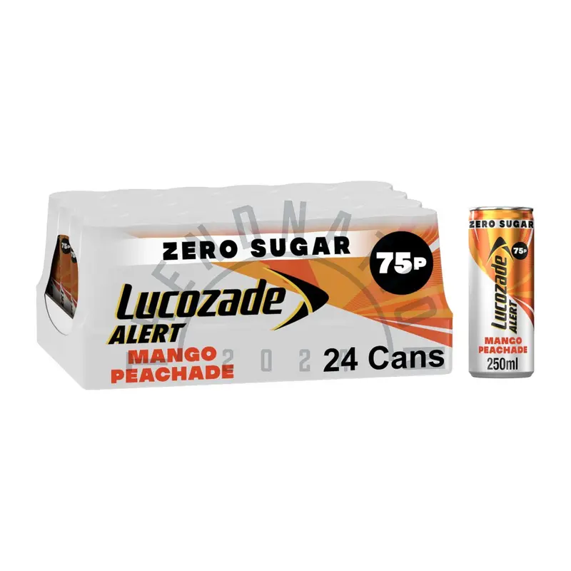 Lucozade Alert Energy Drinks | 24 Pack (24 x 250ml) Cans | Mango Peachade, Ultimate, Orange & Original | Sports Beverage 1