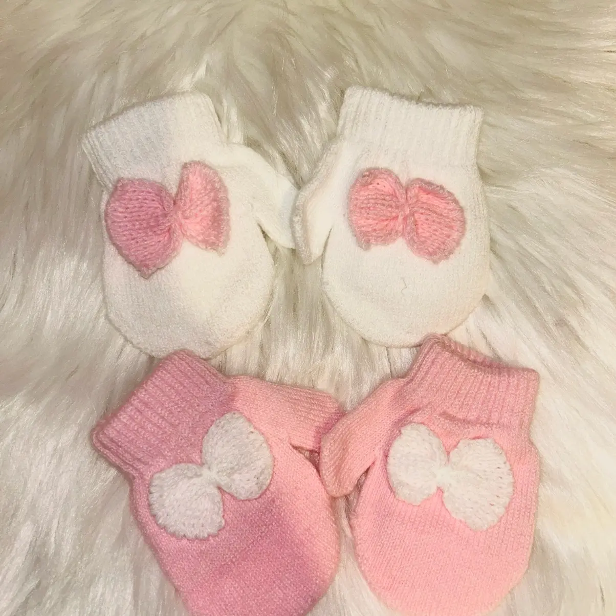 Baby infant bow mittens