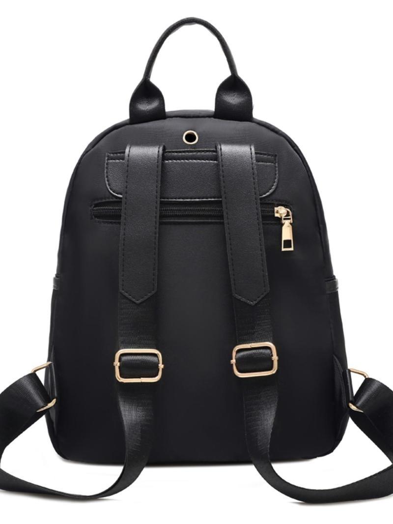 Product Introduction of Fashion Letter Metal Label Tag Decorated Nylon Backpack With Bear Shaped Charm, Casual Large Capacity Zipper Backpack For Women, Women's Classic Backpack 10