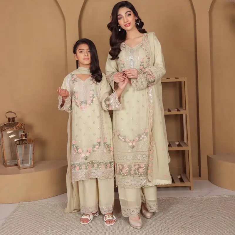 Mother and daughter luxurious chiffon collection