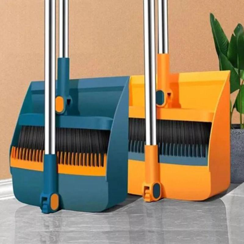 Product Introduction of Long Handled Dustpan and Brush Set Strong Metal Handle Dust Pan & Broom Sweeper Cleaning Collapsible 16