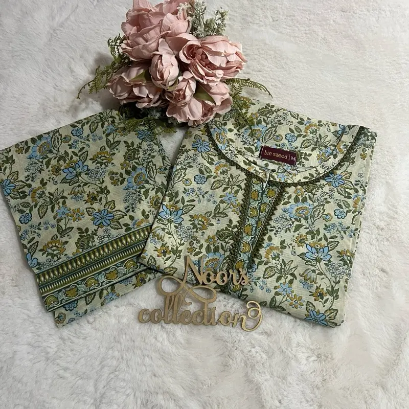 Pakistani-suits Binsaeed 2pc co-ord set summer lawn collection medium to 3xl..