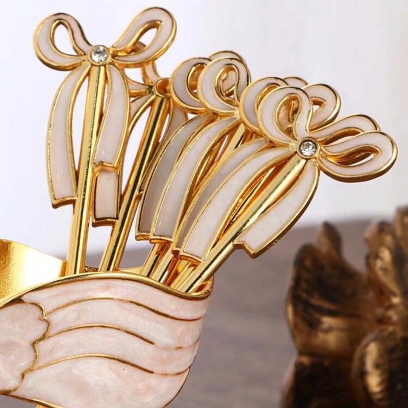 Set of 6 Tea Spoons with swan shaped Holder - Perfect for Any Tea Lover 2