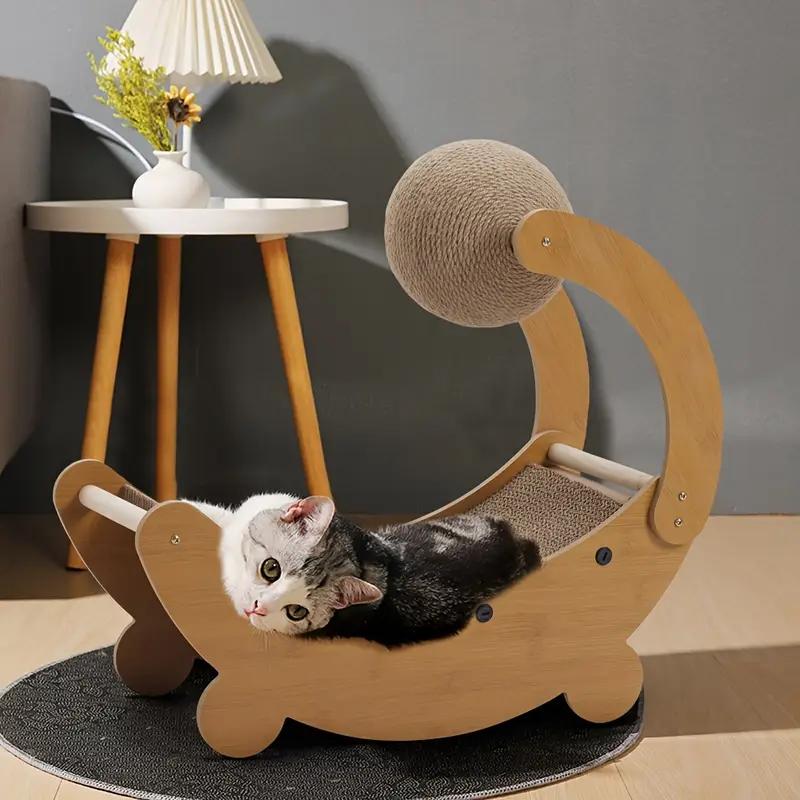 Moonboat Shape Cat Tree Scratching Post Board Climbing Activity Centre Bed Sofa Toys Scratcher with Ball cat  furniture 0