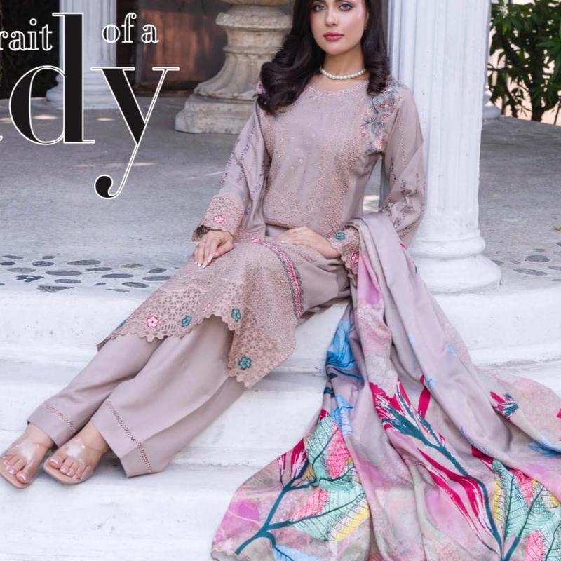 Mahi D6 043 Ladies Pakistani Embroidered Readymade Dhanak Shalwar Kameez Suit with Pashmina Shawl Womenswear 1