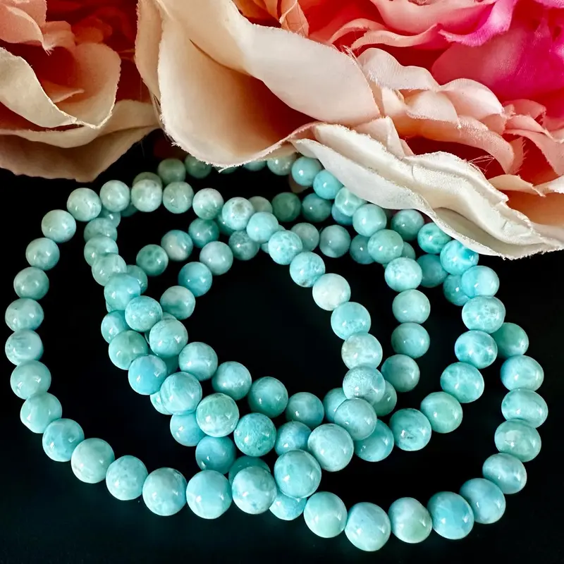 RARE Larimar Crystal Bracelet - Intuition, Relaxation, Releasing Fears, Emotional Balance, Communication, Love - Healing, Meditation, Reiki 1
