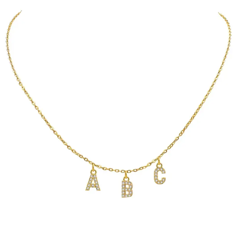 Amour Destinee 18K Gold Plated Initial Name Necklace, Silver Initial Pendant Name Necklace, Special Personalised Gift, Up to 1-9 Initials 2