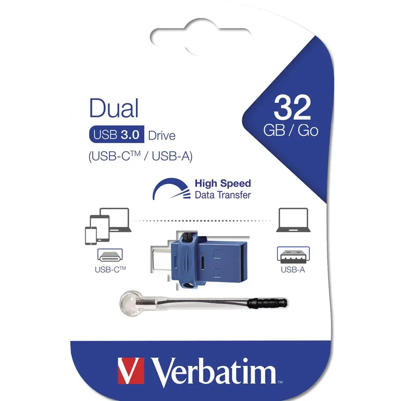 Verbatim Dual - USB 3.0 Drive 32 GB - USB-C / USB-A - Blue 1