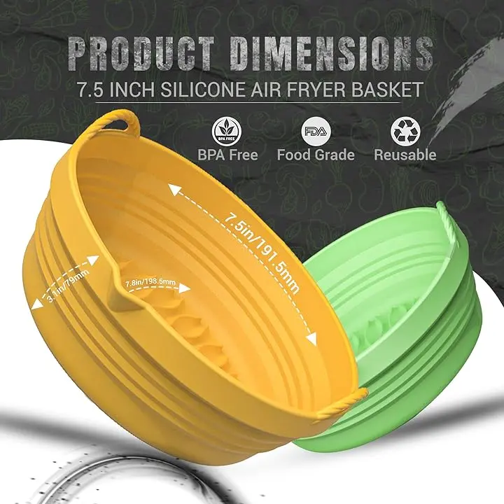 Silicone Air Fryer Liner - Reusable Air Fryer Home & Kitchen -Household Kitchen Air Fryer Accessories - Gift For Everyone - Kitchen Gadgets- Utensils
