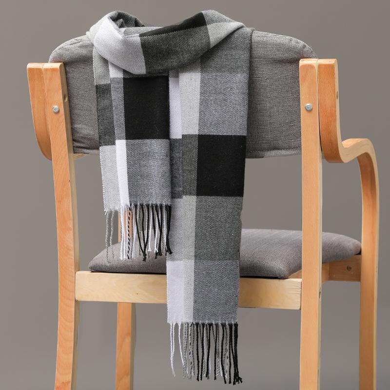 Product Introduction of 185*35cm outdoor Plaid Winter Scarf Women men unisex shalw Warm wrap muffler muffler Fashion Cashmere hijab pashmina tassels 7