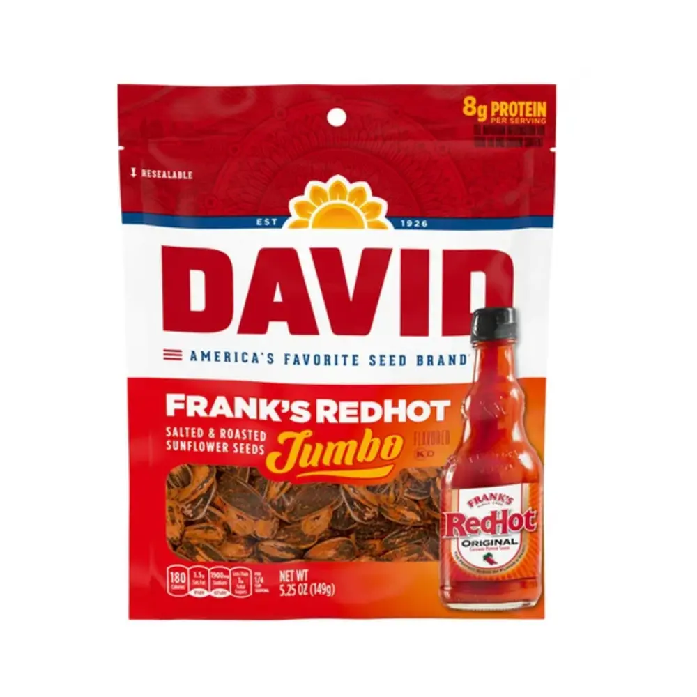 David's Jumbo Sunflower Seeds Franks Red Hot 5.25oz (149g)