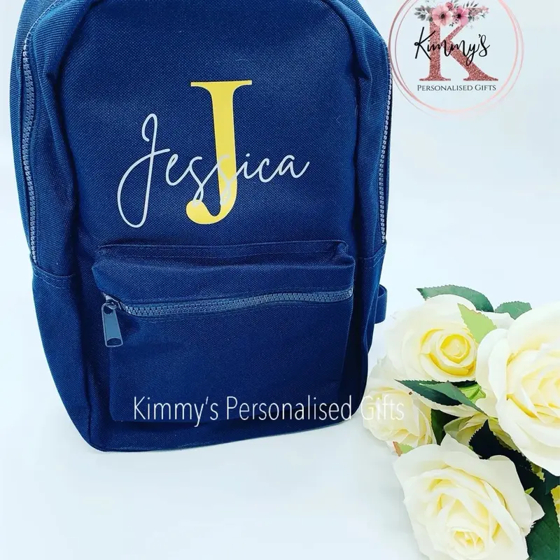 Navy backpack, personalised backpack, nursery backpack, personalised changing bag, back to school bag, children’s backpack 4