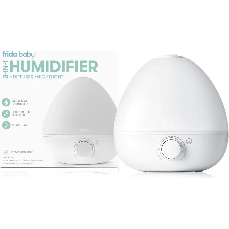 2024-New  3-in-1 Cool Mist Humidifier for Baby | Diffuser + Nightlight, Baby Humidifier for Bedroom, Nursery + Large Rooms, Quiet, Auto Shut Off, Runs 12+ hrs 0