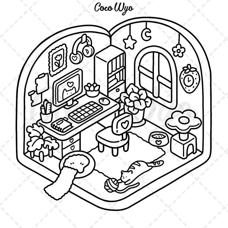 Little Corner: Coloring Book for Adults and Teens, Super Cute Designs of Cozy, Hygge Spaces for Relaxation (Cozy Spaces Coloring) Paperback 2