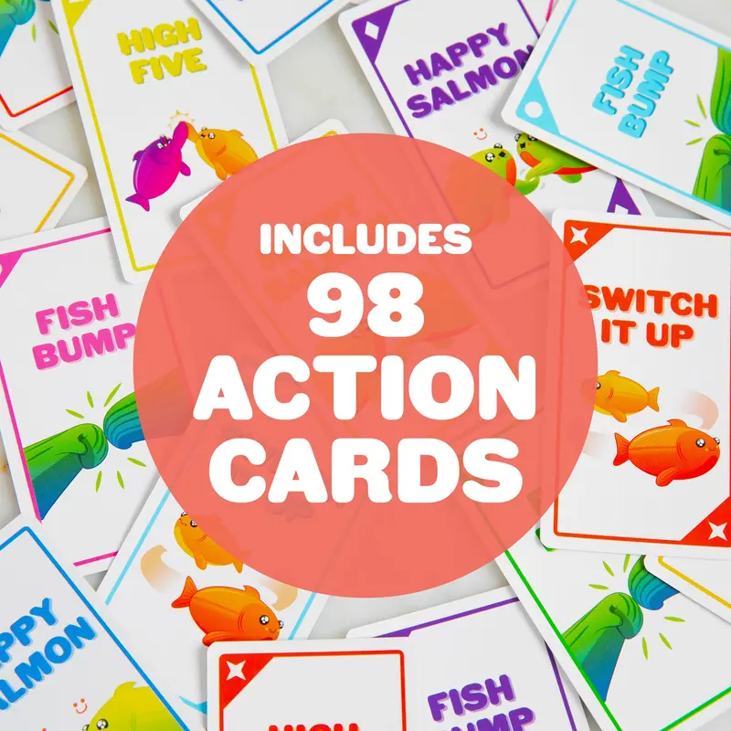 Happy Salmon by Exploding Kittens - 3-8 Players - Ages 6+ - 90 Second Rounds - Easy to Learn Quick Matching Card Game - Party Game, Family Game Night, Kid and Adult Card Game 1