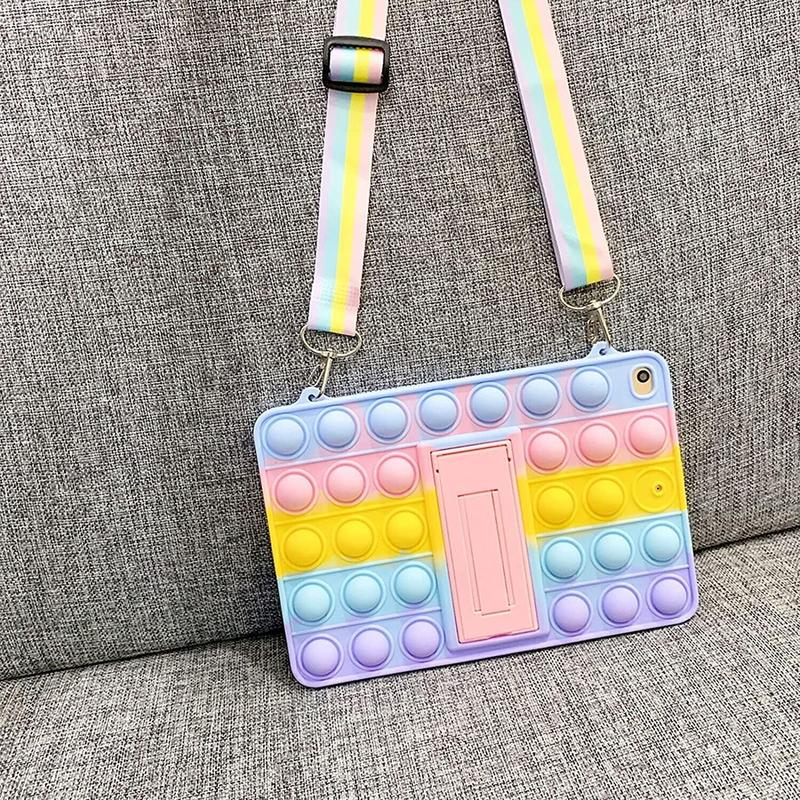 XZC Push Pop Fidget Toys Case for iPad 2019/2020/2021 (7th/8th/9th) 10.2inch Silicone Shockproof Full Body Protection Tablet Cover with Fold Kickstand and Lanyard (iPad 2019/2020/2021 10.2) 6
