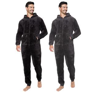 NOROZE Mens Plain Snuggle Hooded Onesie Adult Menswear Fleece All in One Pyjamas Zip Jumpsuit Nightwear Loungewear Onesies UK Sizes S-XXL Fabric Outfit
