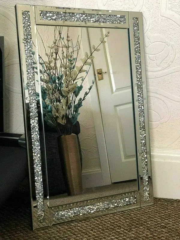 Zidan Bargains 60X40Cm Crushed Jewel Wall Mirror Loose Diamante Crystal Rectangular Mirror Room Decoration Ideas 1