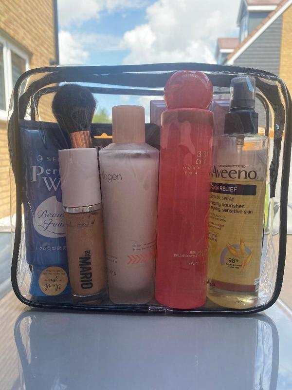 3 pieces Clear Travel Storage Bag With Handle, Portable Travel Washbag  Cosmetic Bag PVC Waterproof One Set 5
