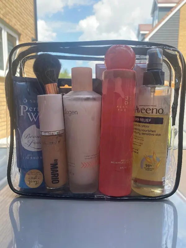 3 pieces Clear Travel Storage Bag With Handle, Portable Travel Washbag  Cosmetic Bag PVC Waterproof One Set 4