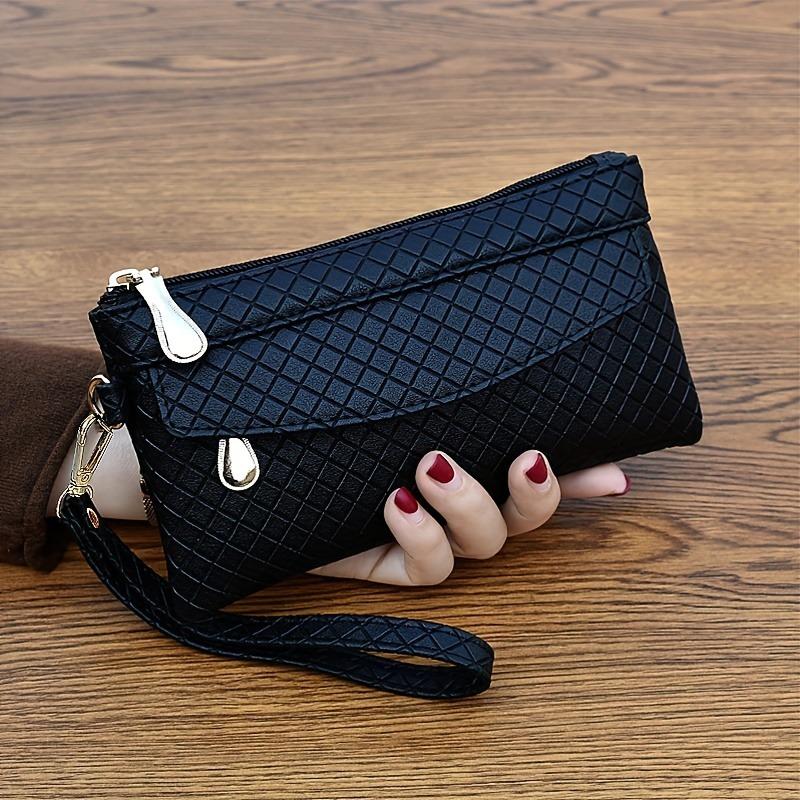 Product Introduction of Women's Argyle Quilted Clutch Bag, Multi Zipper Wristlet Bag For Phone & Coin, Fashion Handbag 6