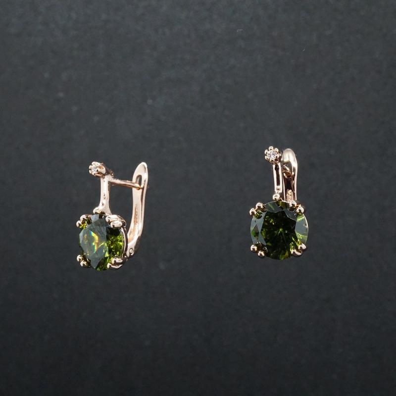 Jessica X - Rose Gold Red,Green,Blue Sapphire Small Drop Earrings 4