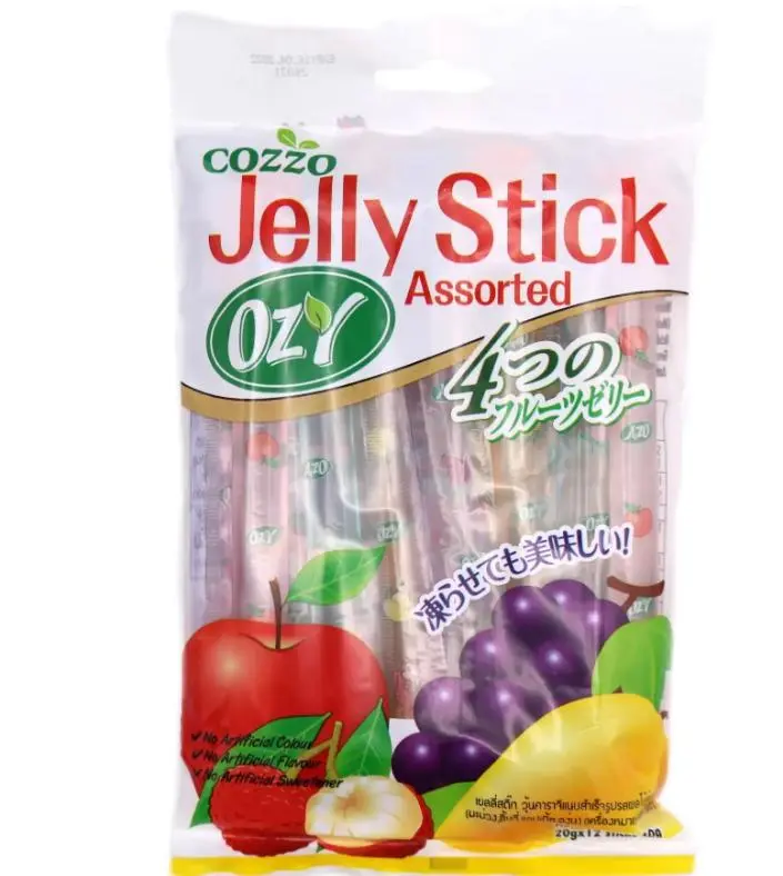 Cozzo Ozy Jelly Stick Assorted Flavour-Mango, Lychee, Apple, Grape (1Pack to 3 Packs) Fruit Dessert Juice Snack