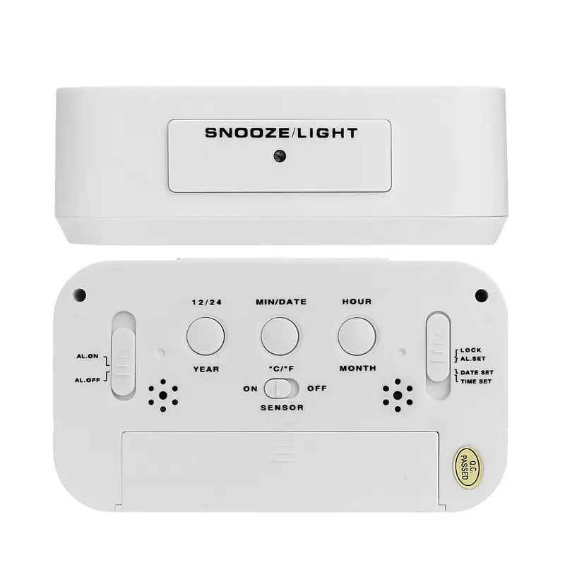 5.3 Inch Smart Simple Silent LED Digital Alarm Clock w/ Date Temp Display -White Decor Light 3