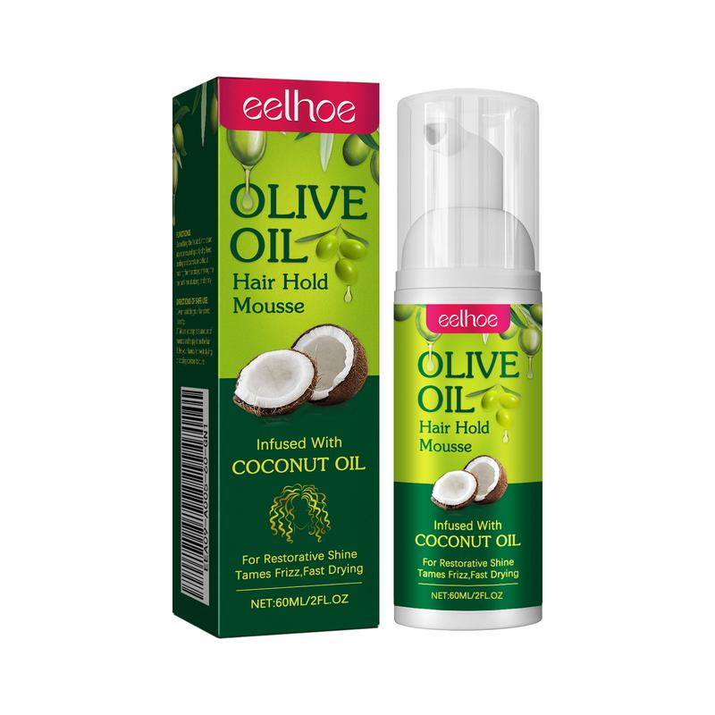 EELHOE Olive Oil Hair Hold Mousse, Curly Hair Styling Moisturizing And Curling Style Durable Frizz Proof Mousse 0
